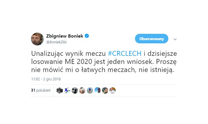 Wpis Zbigniewa Bońka po meczu Cracovia 1-0 Lech Poznań! :D